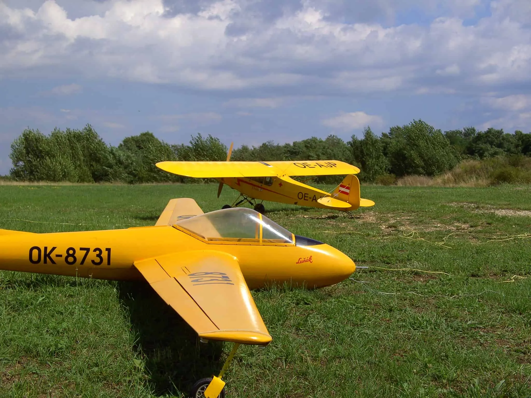 Flugmodell über dem Modellflugplatz an der Hausbrunnerstraße